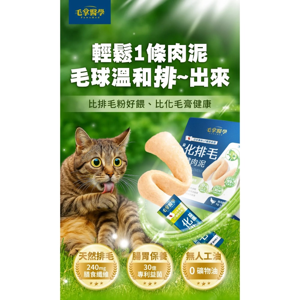 毛掌醫學｜益菌化排毛 保健肉泥 貓咪天然排毛 取代化毛膏 體驗組／盒裝-細節圖2