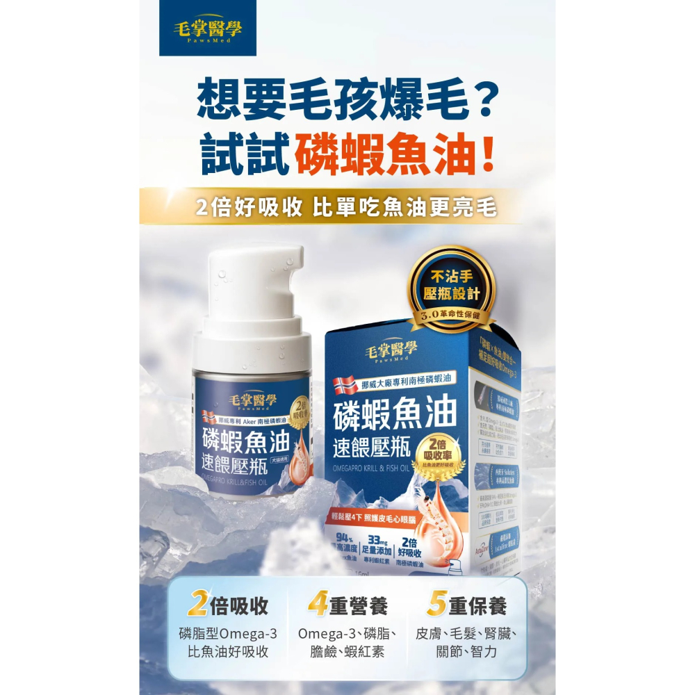 毛掌醫學｜磷蝦魚油 速餵壓瓶 爆毛神器 貓狗適用-細節圖2