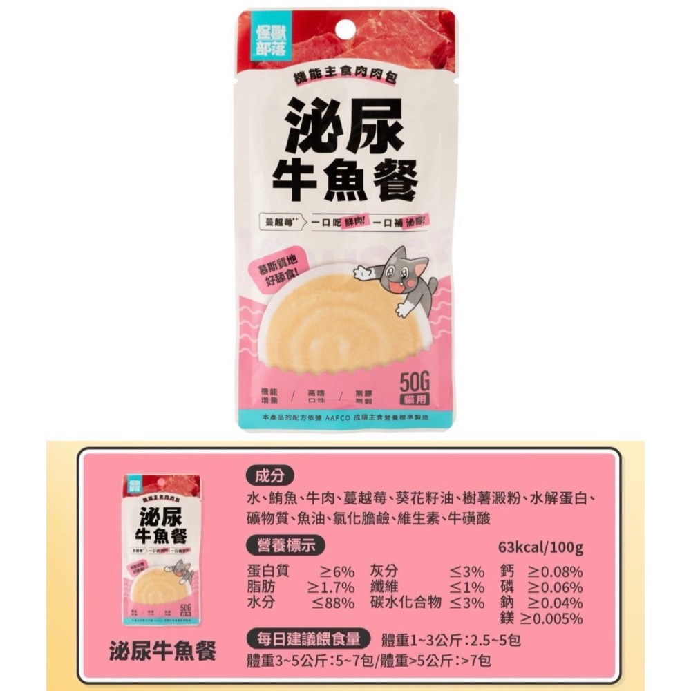 怪獸部落｜機能主食肉肉包50g 一盒12包 全齡貓-規格圖8