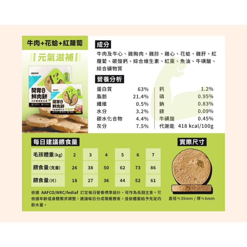 怪獸部落｜貓用凍乾主食 開胃山海鮮肉餅 150g／400g-規格圖2
