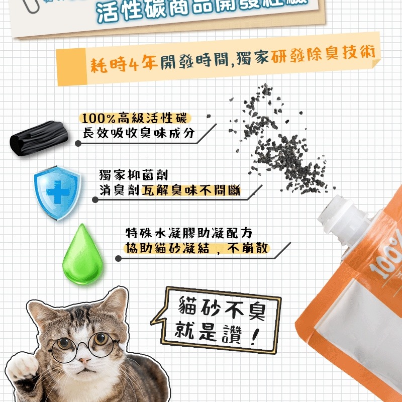 [喵皇帝] 貓樂園 ParkCat 去味好喵招 活性碳 貓砂除臭獨家專利研發 SGS雙除臭認證 台灣製-細節圖6