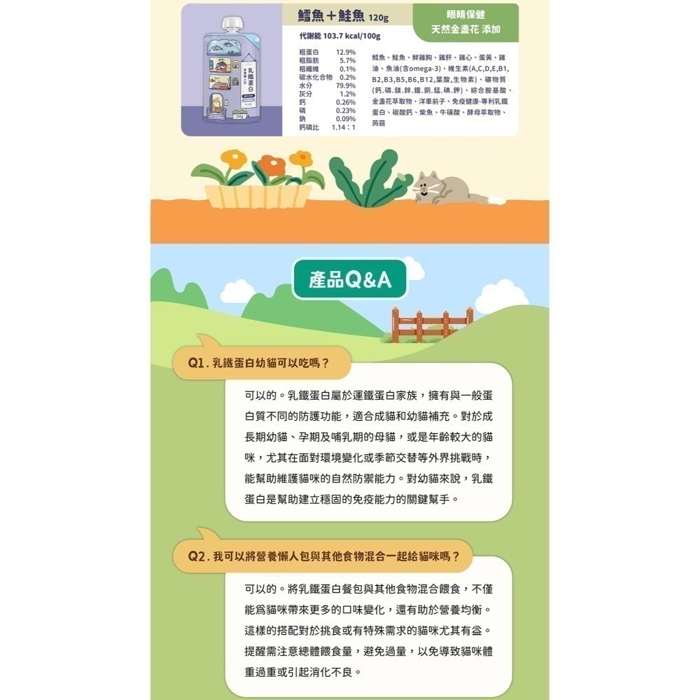[喵皇帝] Catssay 貓有話說 乳鐵蛋白 貓用主食餐包 營養懶人包 120g-細節圖10