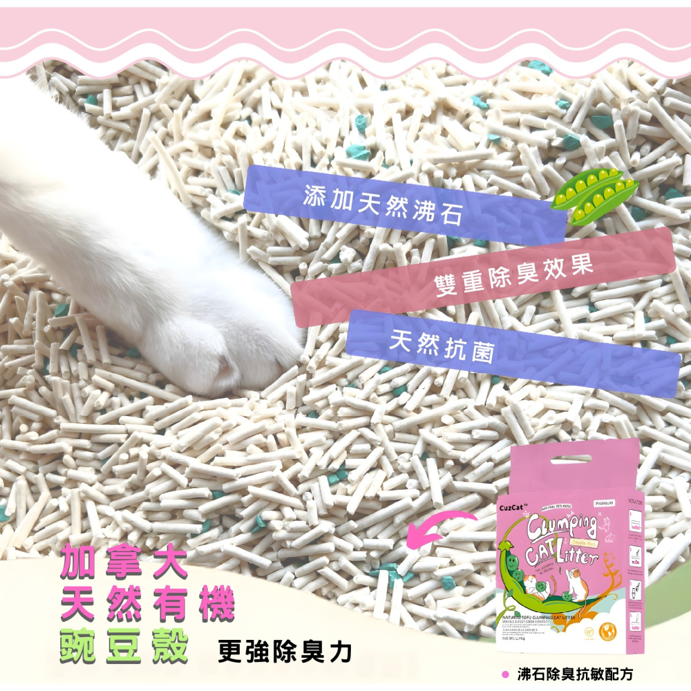 [喵皇帝] CuzCat卡滋貓 天然豆腐貓砂 (沸石除臭抗敏配方) 2.4kg 豆腐砂 豆腐沙-細節圖4