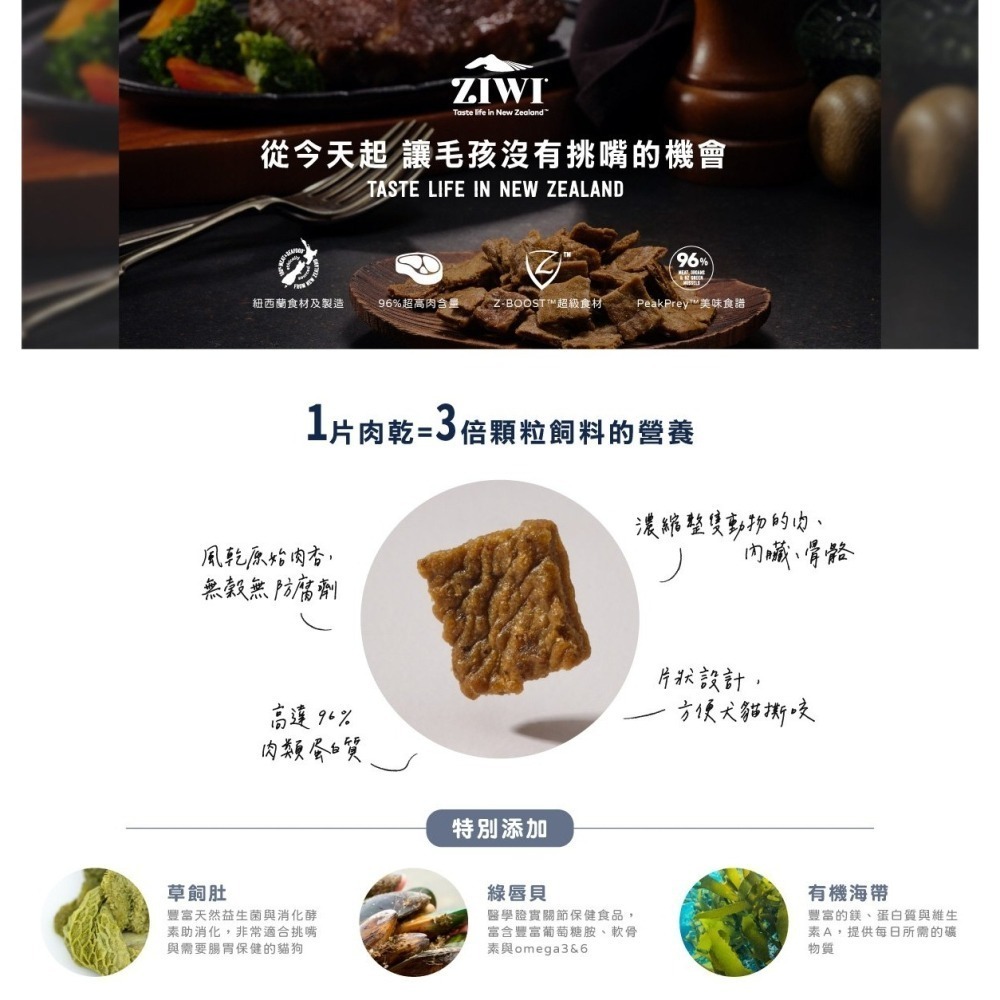 [喵皇帝] 紐西蘭 ZiwiPeak 巔峰鮮肉貓糧 400g 天然風乾糧 貓乾糧-細節圖2