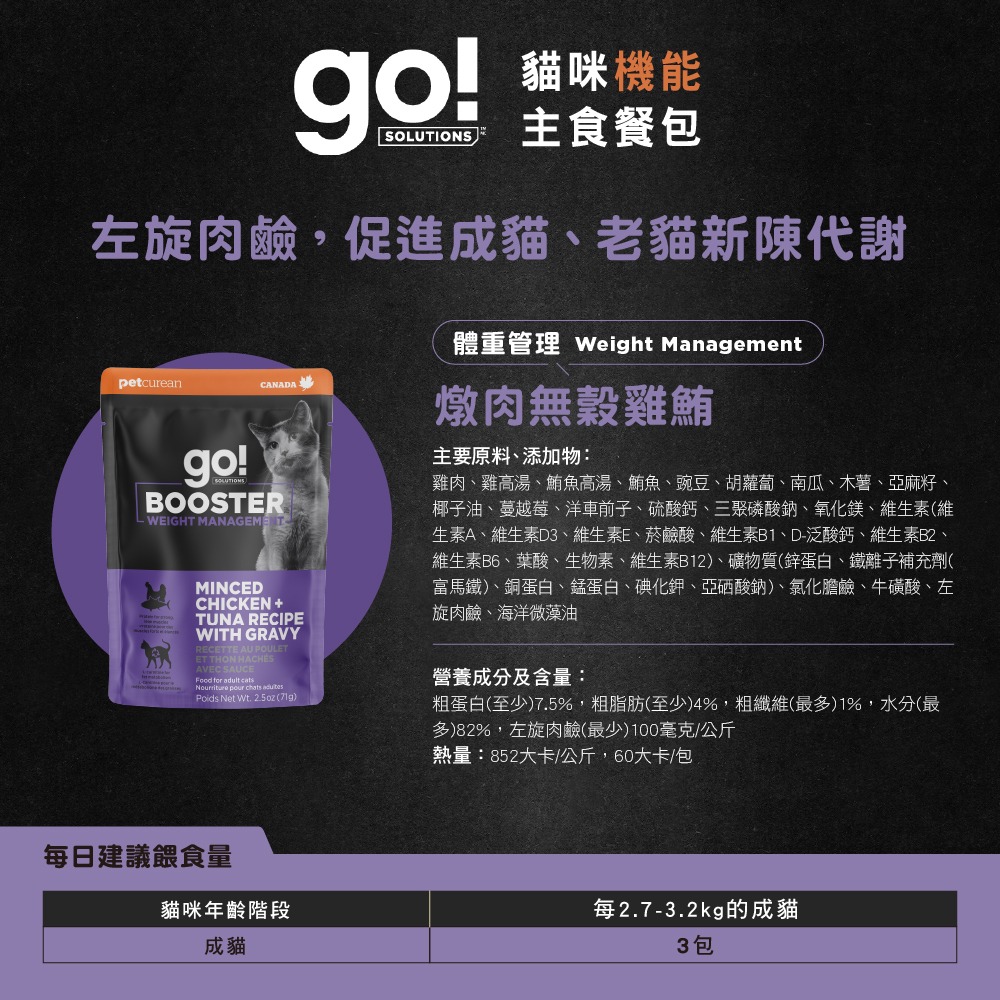 [喵皇帝] 加拿大go! 貓咪機能主食餐包 71g 貓罐頭 主食罐-規格圖8
