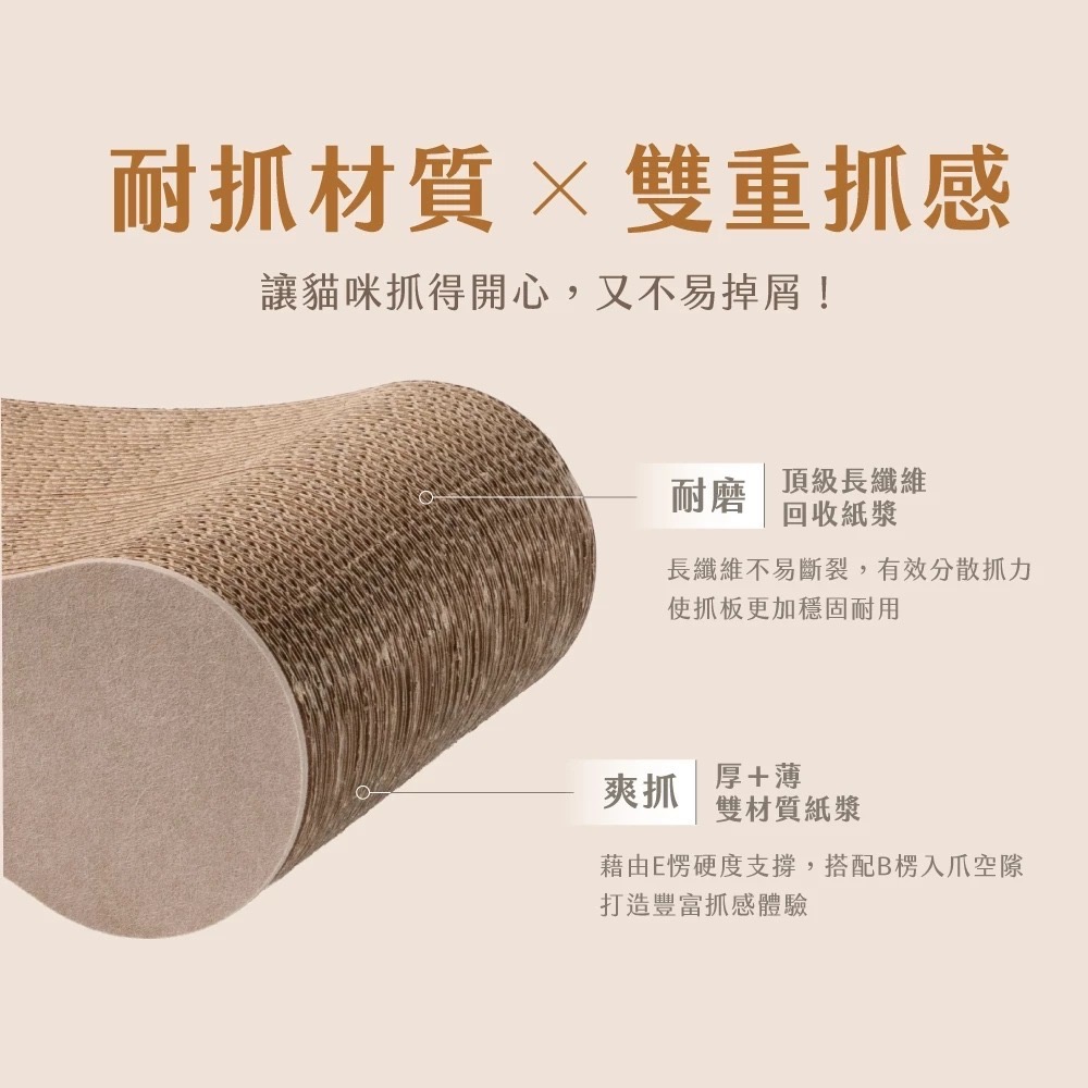 [喵皇帝] 台灣製 小宅生活 經典骨頭貓抓板-細節圖2