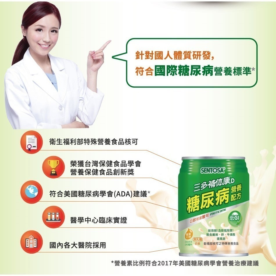 1箱免運🔥三多 補体康D糖尿病營養配方(240ml罐＼24入) 低GI 糖尿病患者 奶素 管灌可 無乳糖-細節圖5