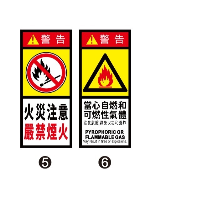 59.工安貼紙 危害標示 貼紙 當心火災  嚴禁煙火 火 自燃 可燃性氣體   PVC防水防曬貼紙 非銅板貼紙-細節圖2