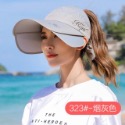 台灣現貨當天出貨 伸縮遮陽帽 防曬遮陽帽女遮陽帽抗uv兩用女防曬帽夏天遮陽帽防紫外線遮臉可伸縮拉板空頂出遊戶外百搭太陽帽-規格圖4