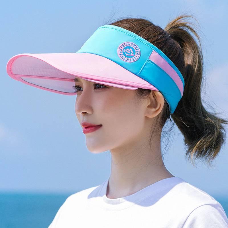 台灣現貨空頂帽子女夏天跑步太陽帽韓版戶外網球帽運動帽大簷防曬遮陽帽男-細節圖9