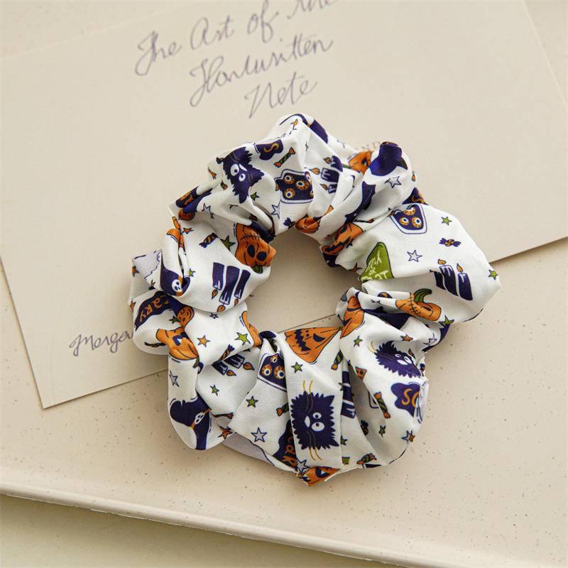 萬聖節骷髏頭系列大腸發圈頭飾現貨歐美女紮頭髮繩彈力百搭束髮帶-細節圖8