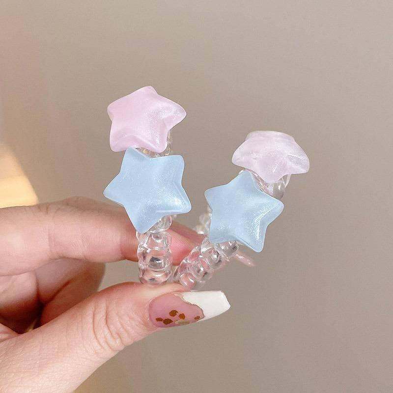 星星電話線發圈人魚姬五角星不傷發頭繩高馬尾透明皮筋手鏈兩用-細節圖3