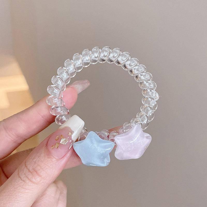 星星電話線發圈人魚姬五角星不傷發頭繩高馬尾透明皮筋手鏈兩用-細節圖6