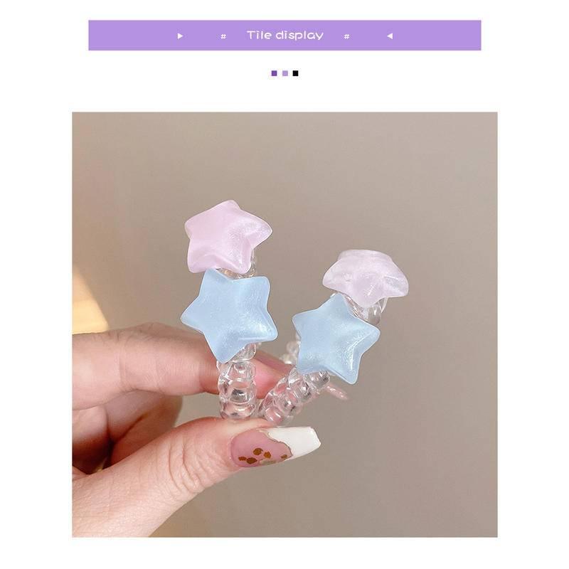星星電話線發圈人魚姬五角星不傷發頭繩高馬尾透明皮筋手鏈兩用-細節圖8