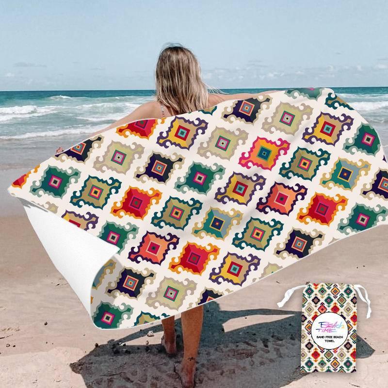 2023新雙面絨速幹沙灘巾印花超細纖維沙灘游泳浴巾-細節圖2