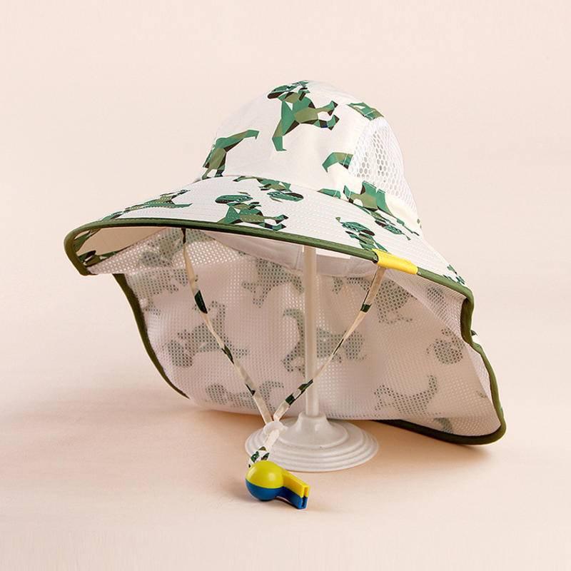 2023年夏季新款防曬透氣遮陽沙灘帽男女童寶寶夏季遮陽護頸帽戶外-細節圖2