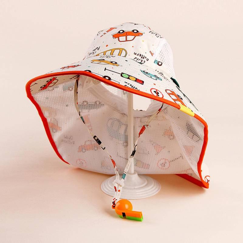 2023年夏季新款防曬透氣遮陽沙灘帽男女童寶寶夏季遮陽護頸帽戶外-細節圖4