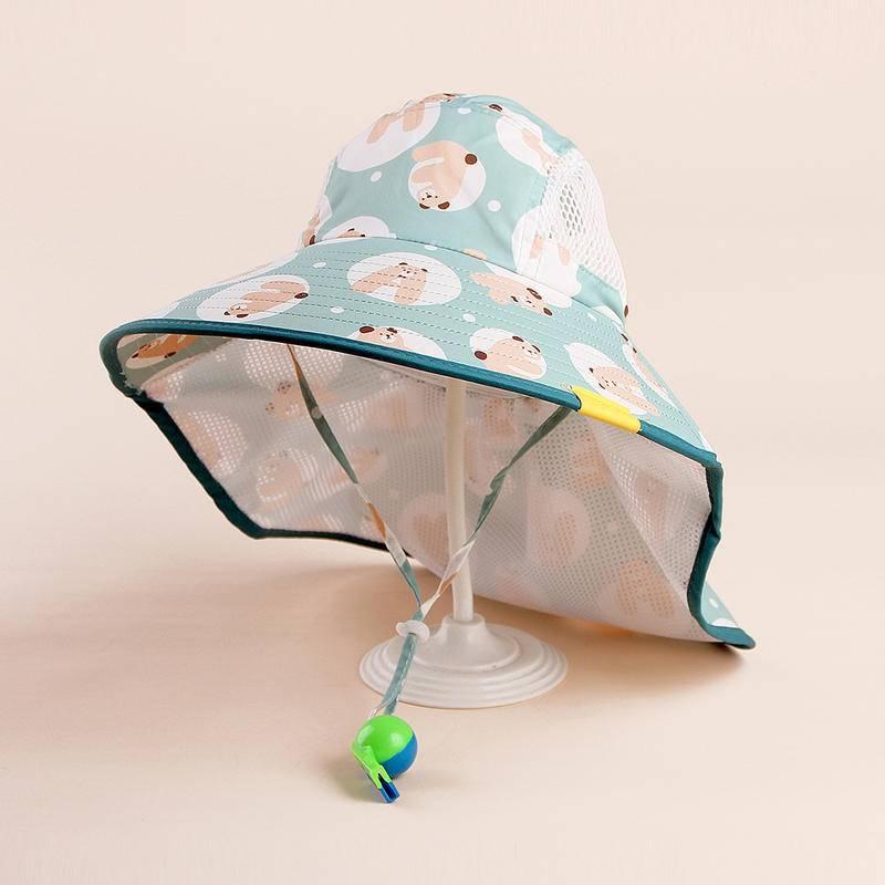2023年夏季新款防曬透氣遮陽沙灘帽男女童寶寶夏季遮陽護頸帽戶外-細節圖9