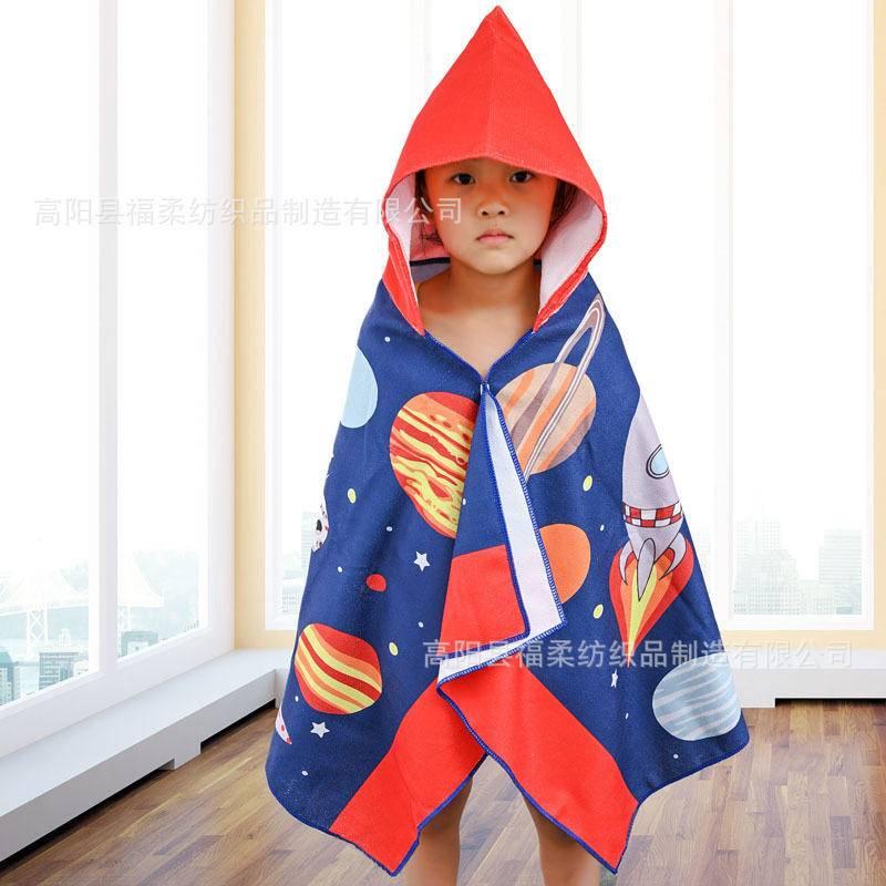 兒童浴巾斗篷超細纖維現貨寶寶游泳洗澡吸水快幹可穿浴巾沙灘巾-細節圖6