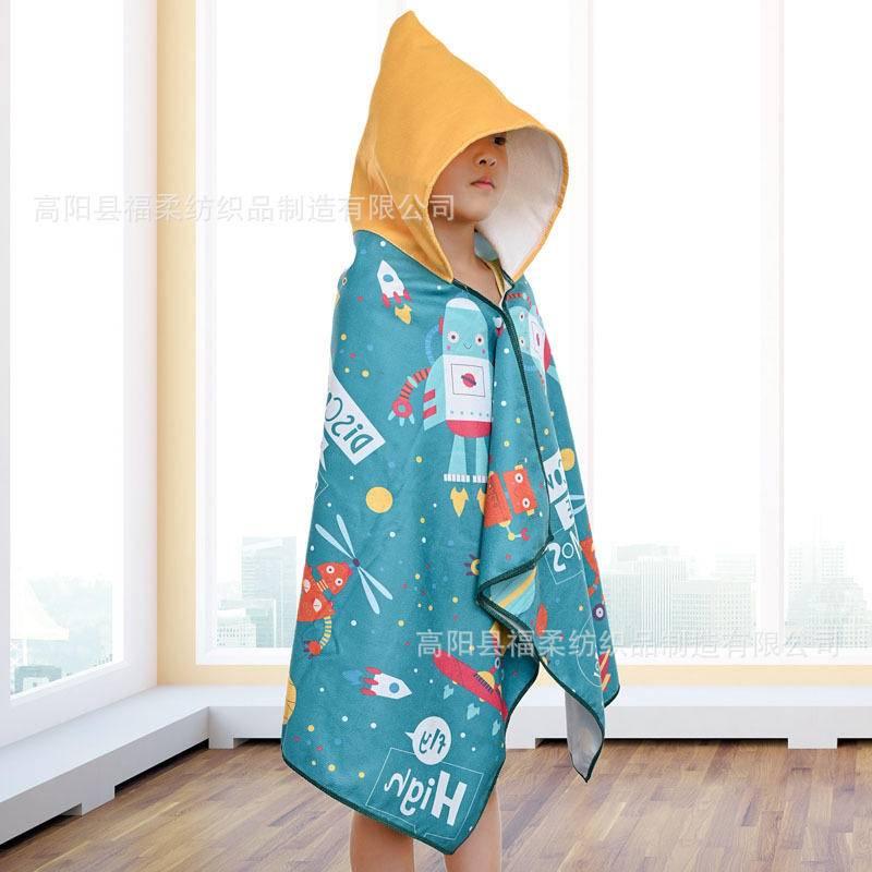 兒童浴巾斗篷超細纖維現貨寶寶游泳洗澡吸水快幹可穿浴巾沙灘巾-細節圖8