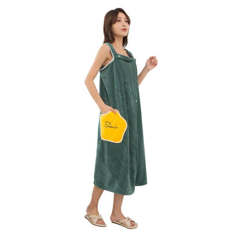 星星浴裙家用珊瑚絨浴巾性感魔術加厚吸水網紅吊帶百變可穿女浴袍-細節圖5