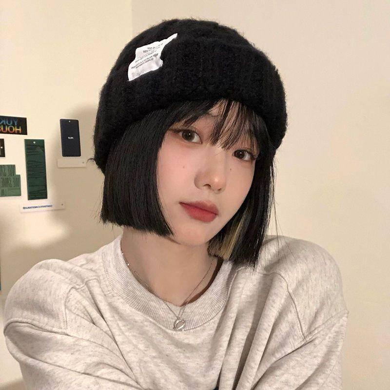 秋冬帽子糖果色女學生針織帽秋冬顏值ins粗毛線帽發箍麻花冷帽子-細節圖9