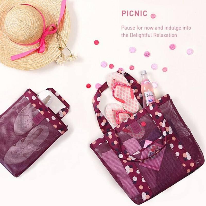 戶外旅行收納袋沙灘網袋單肩大容量沙灘包衣服收納包-細節圖2