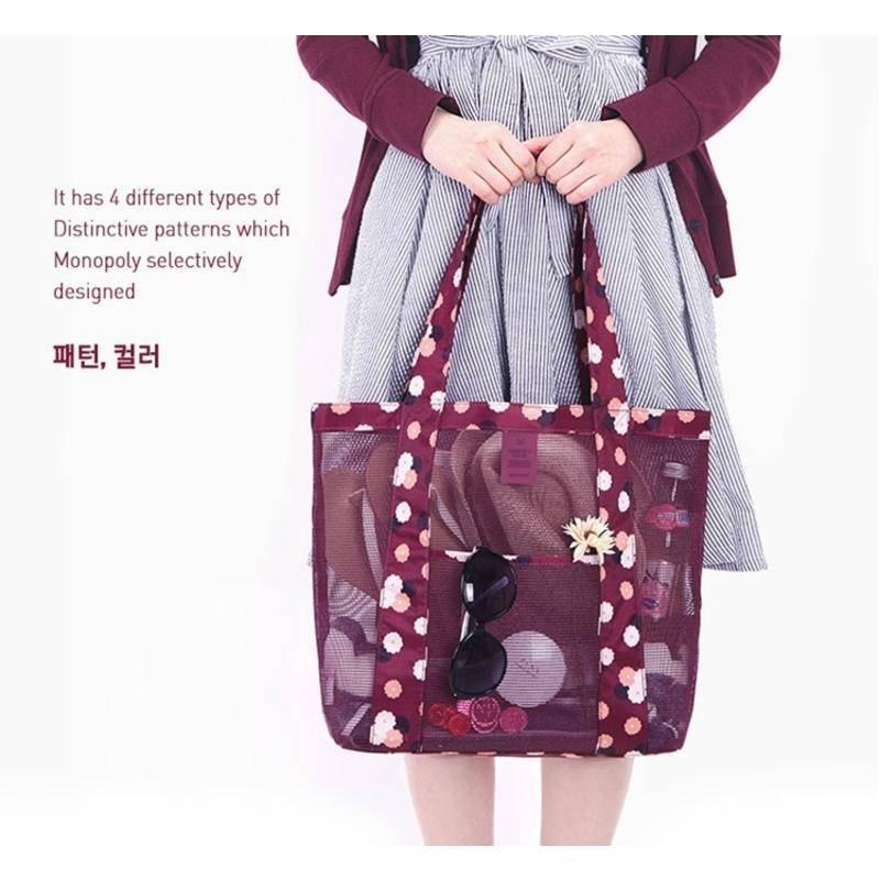 戶外旅行收納袋沙灘網袋單肩大容量沙灘包衣服收納包-細節圖3