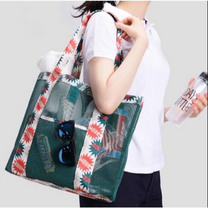 戶外旅行收納袋沙灘網袋單肩大容量沙灘包衣服收納包-細節圖5