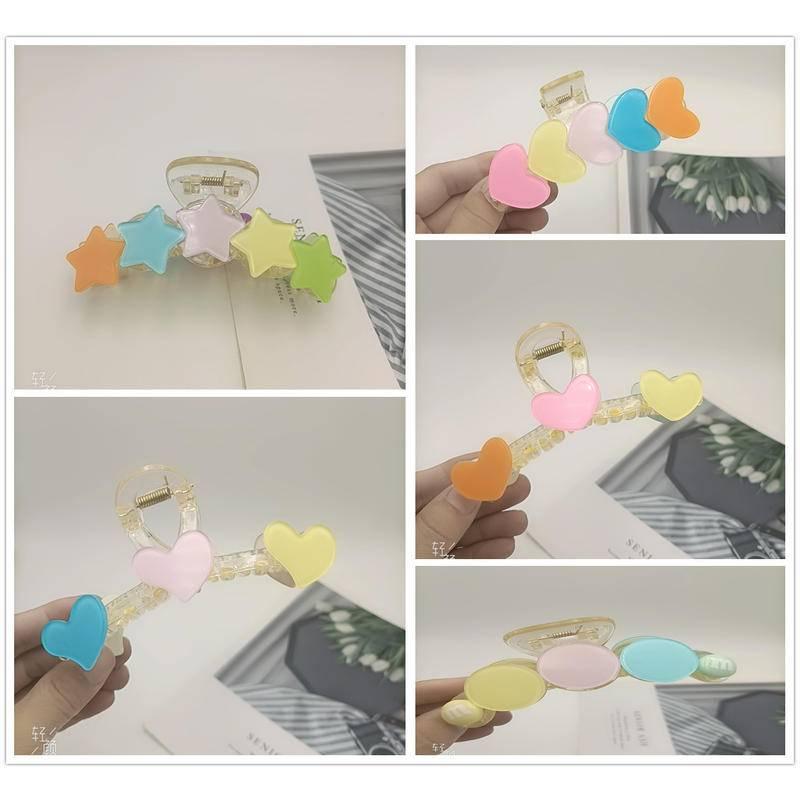 Cheerfulsprouts網美鯊魚夾頭飾後腦勺氣質韓版愛心五角星髮夾百搭卡通髮夾女夏季網紅鯊魚夾頭飾-細節圖2