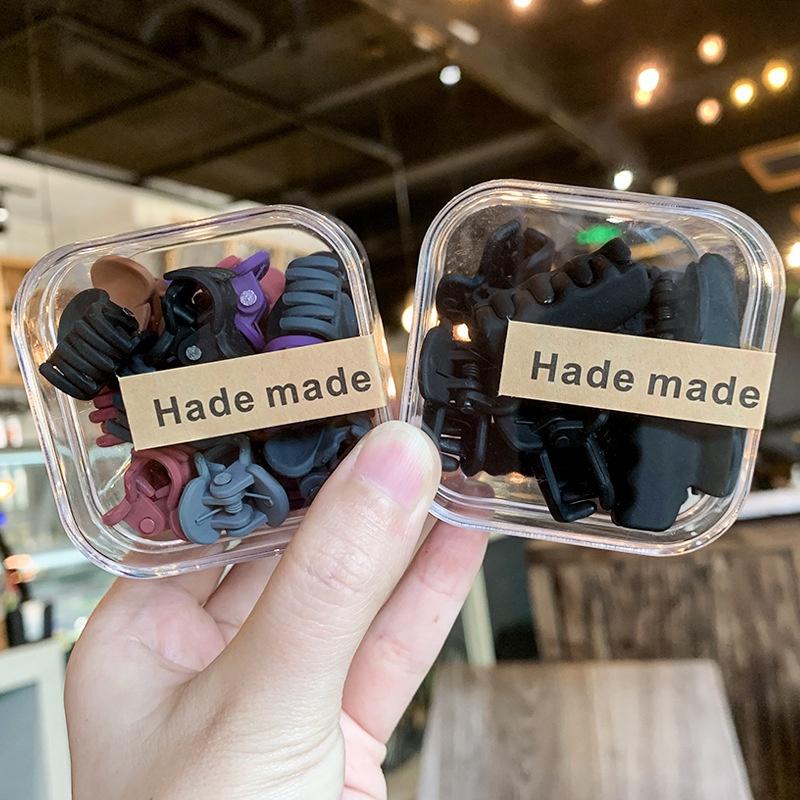 Cheerfulsprouts 台灣現貨亞克力盒裝韓國黑色迷你小抓夾兒童發夾女式頂夾劉海夾碎發夾發飾-細節圖2