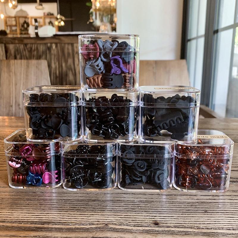 Cheerfulsprouts 台灣現貨亞克力盒裝韓國黑色迷你小抓夾兒童發夾女式頂夾劉海夾碎發夾發飾-細節圖3