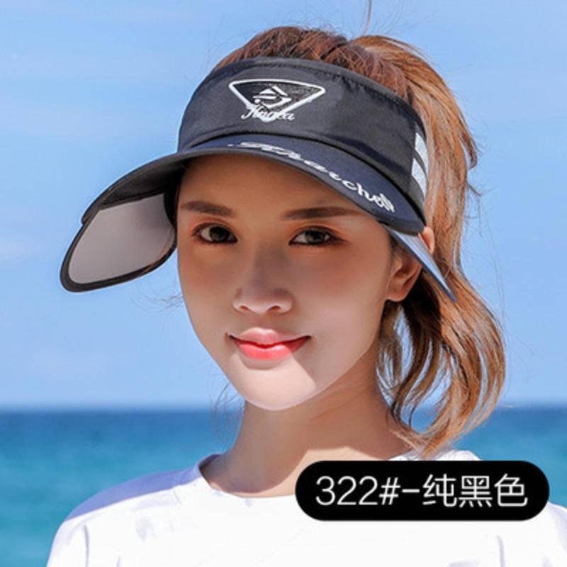 CheerfulSprouts遮阳帽女夏天防晒紫外线可伸缩遮脸空顶骑车运动户外大沿太阳帽潮-細節圖9