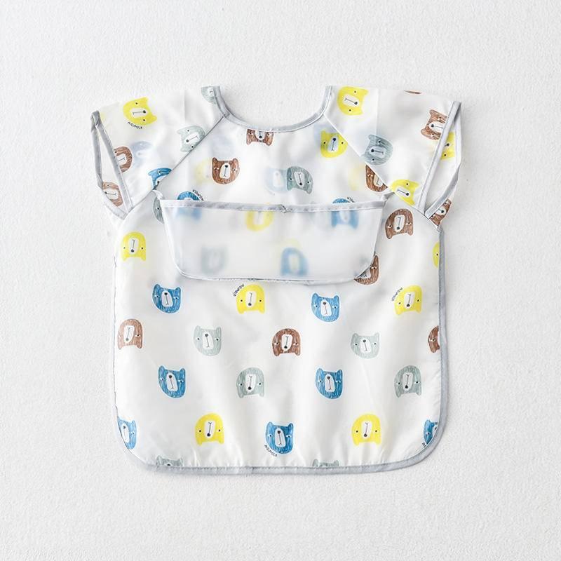 CheerfulSprouts無袖雨傘兒童防水圍兜無袖嬰兒防水罩衣嬰幼兒滌塔夫防水BLW吃飯衣-細節圖4