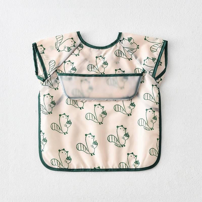 CheerfulSprouts無袖雨傘兒童防水圍兜無袖嬰兒防水罩衣嬰幼兒滌塔夫防水BLW吃飯衣-細節圖9