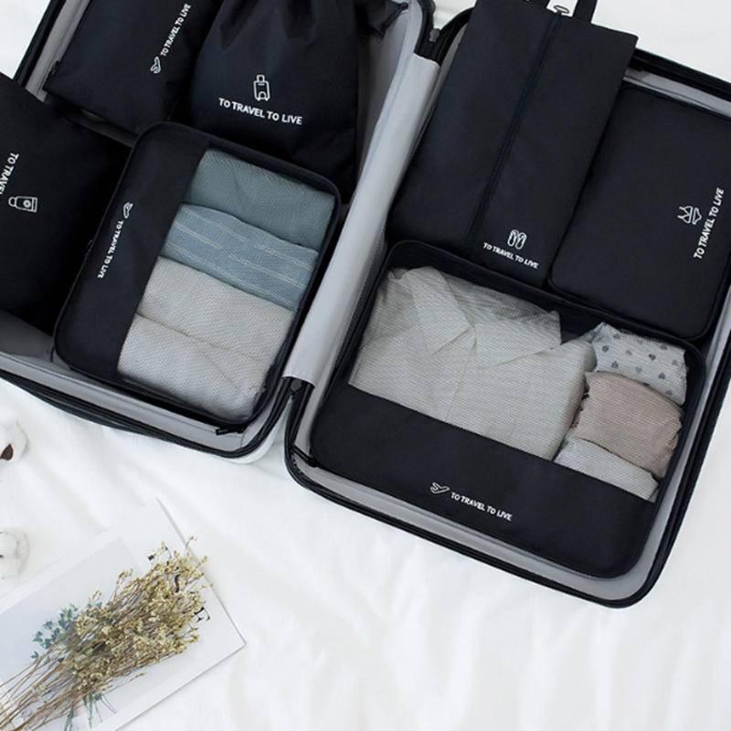 【升級7件組分類收納｜輕鬆出遊✈】旅行用品 旅行收納袋加厚 出國收納袋 防水收納包 旅行收納袋盥洗包 旅行衣物收納-細節圖2