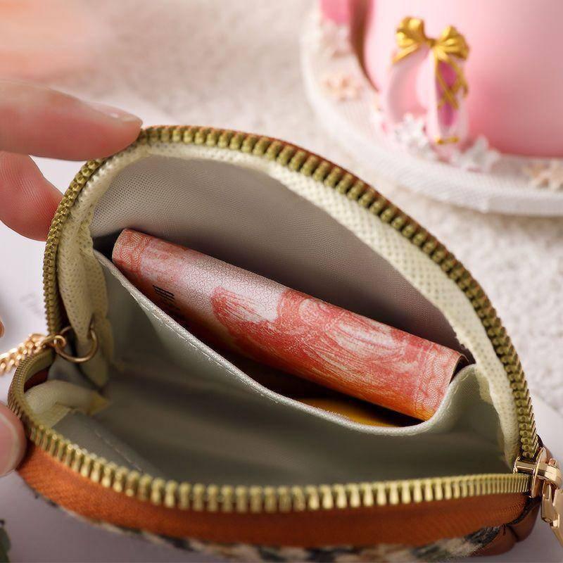 新款布料零錢包女式歐美雙拉鍊短款小錢包鑰匙卡包硬幣包時尚-細節圖4