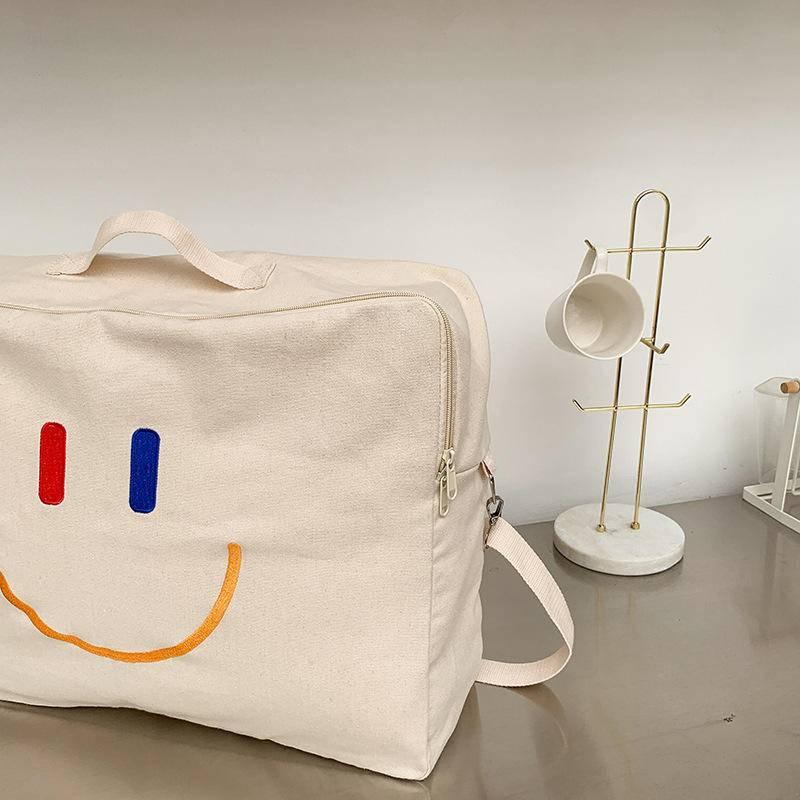 簡約加厚帆布質感雜物收納袋 衣服整理收納袋 旅行袋 置物袋 北歐收納 日系簡約風格收納 拉鍊袋 棉布袋  無印風可水洗-細節圖6