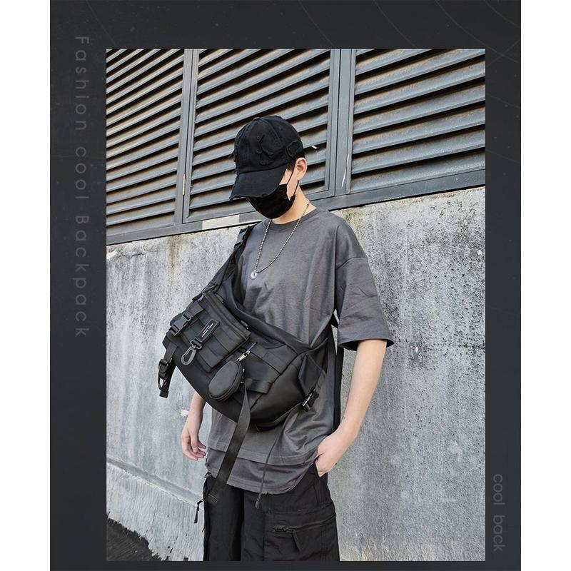 現貨💚戰術防水側背包 日系ins郵差包 防水郵差包 大容量郵差包男 側背包男 軍事側背包 大斜肩包 防盜男用側背包-細節圖6