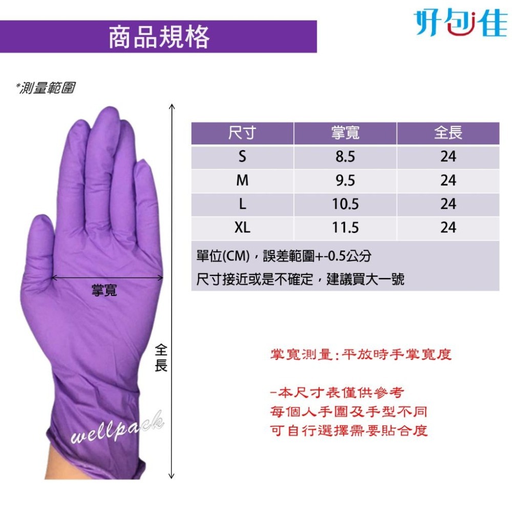 【好包佳】SGS認證！Protos NBR無粉橡膠手套 防水耐油耐熱 紫色手套 藍色手套 廚房手套 防油手套 餐飲手套-細節圖2