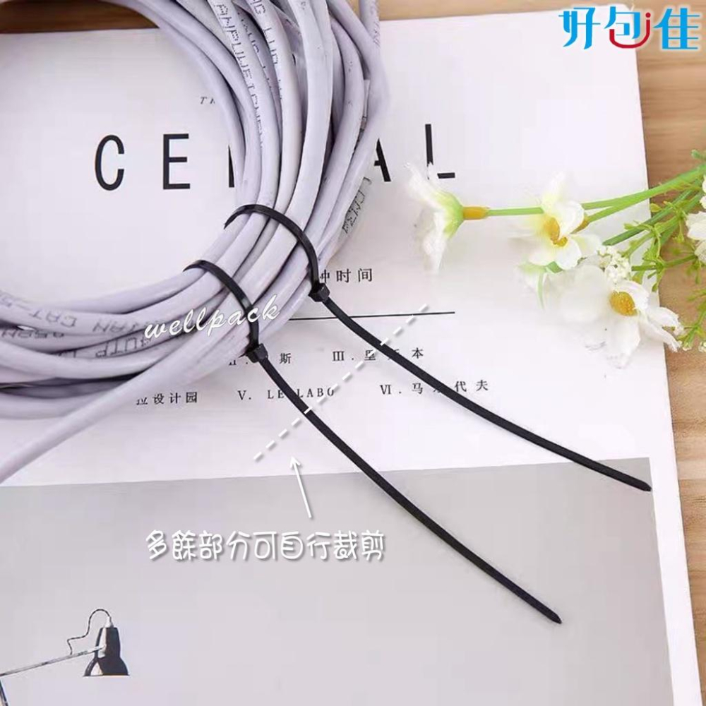 【好包佳】台灣製 束帶 束線帶 尼龍束帶 每包100條 尼龍束線帶 尼龍帶 束口帶 綑綁帶 捆線帶 紮線帶 固定帶-細節圖4