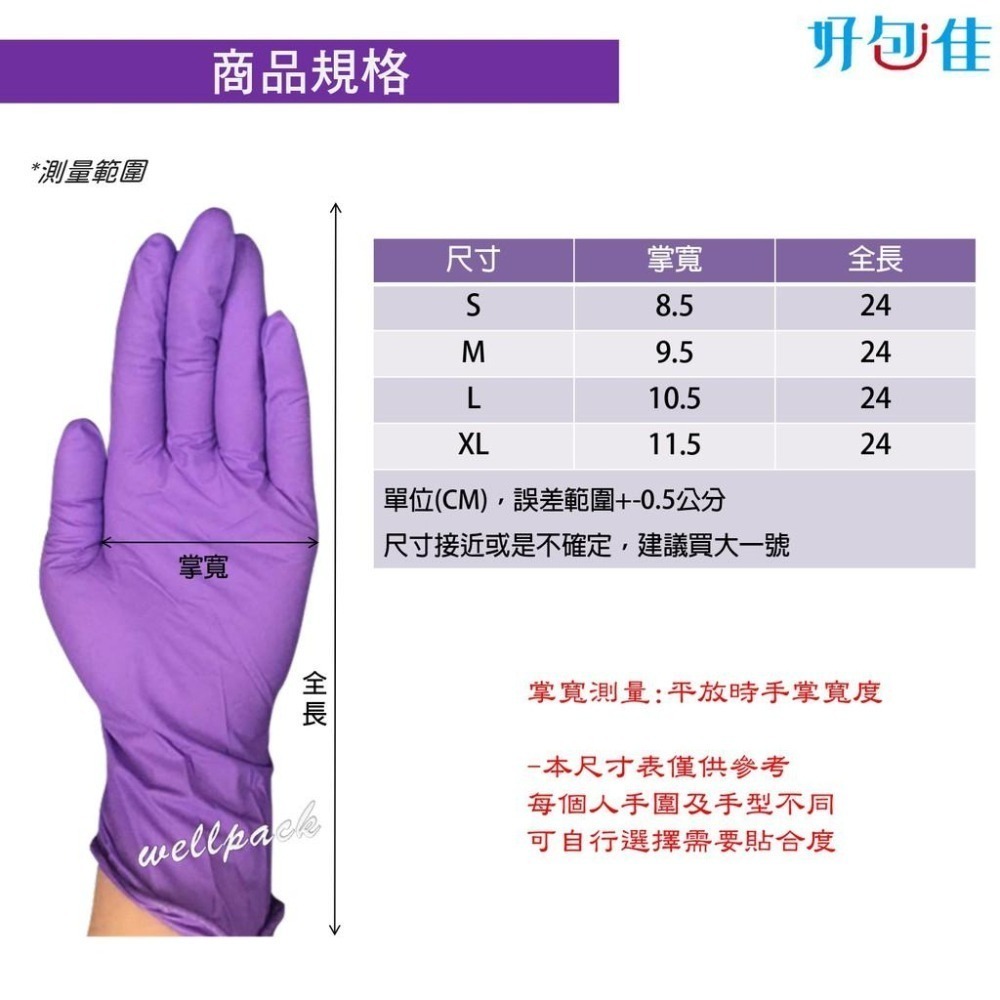 【好包佳】限時價！NBR無粉「加厚」橡膠手套 防水耐油耐熱 紫色手套 廚房手套 防油手套 餐飲手套 拋棄式-細節圖4