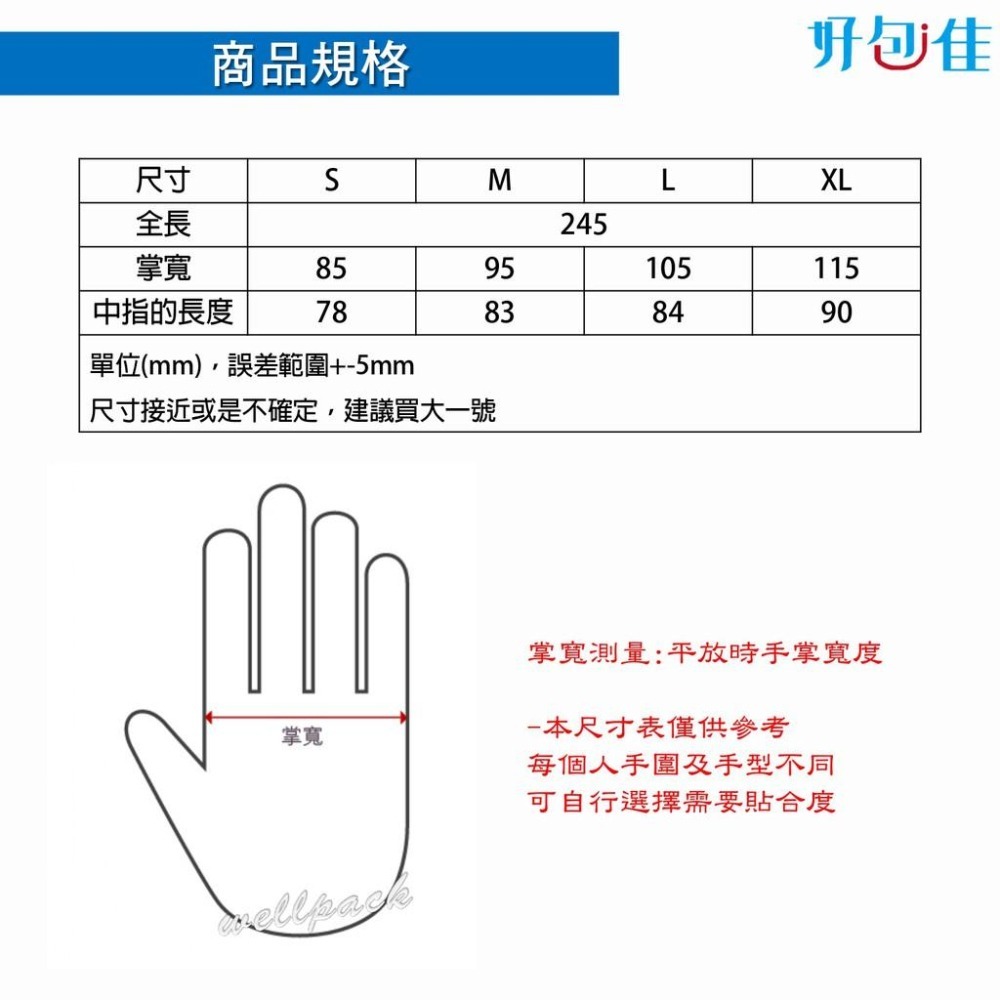 【好包佳】MasLee NBR橡膠手套(5.5g重) 無粉 加厚 藍色手套 工作手套 居家清潔 一次性 拋棄式-細節圖2