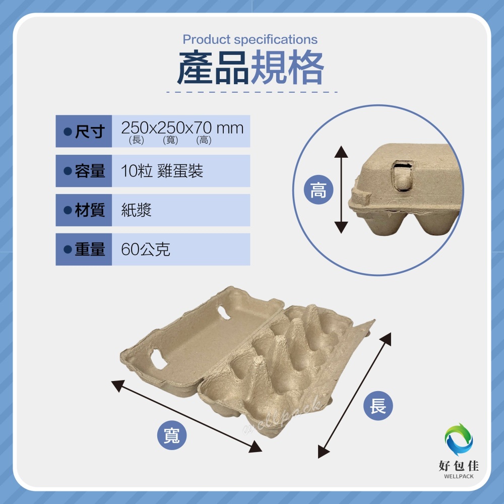 【好包佳】紙蛋盒 環保雞蛋盒 10入 紙雞蛋盒 雞蛋紙盒 環保蛋盒 環保紙蛋盒 厚款紙蛋盒 台灣製造 蛋盒-細節圖2