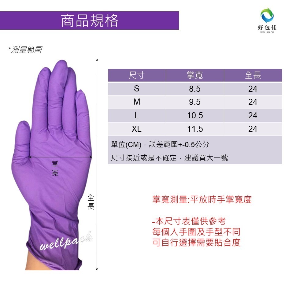 【好包佳】AQUA手套 NBR手套 橡膠手套 紫色手套 NBR 無粉 矽膠手套 餐飲手套 醫療手套 防油手套 SGS認證-細節圖3