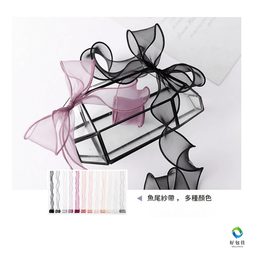 【好包佳】魚尾紗 雪紗緞帶 包裝緞帶 魚尾緞帶 寬緞帶 禮品包裝 花束包裝 花藝緞帶 蝴蝶結 婚禮包裝 禮品包裝 髮飾-細節圖4