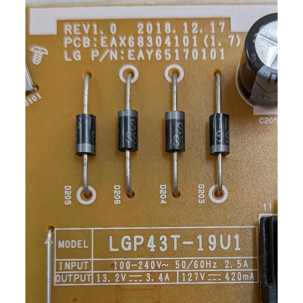 原廠 LG 43UM7300PWA 電源板LGP43T-19U1 拆機良品-細節圖2