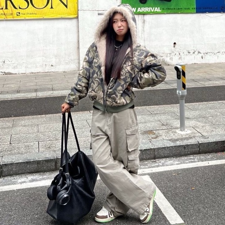 美式大毛絨連帽外套 迷彩-細節圖2