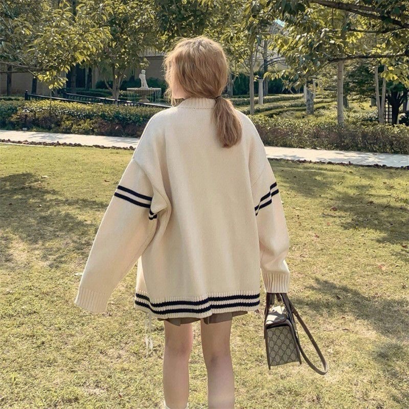 秋冬學院風v領刺繡針織毛衣-細節圖5