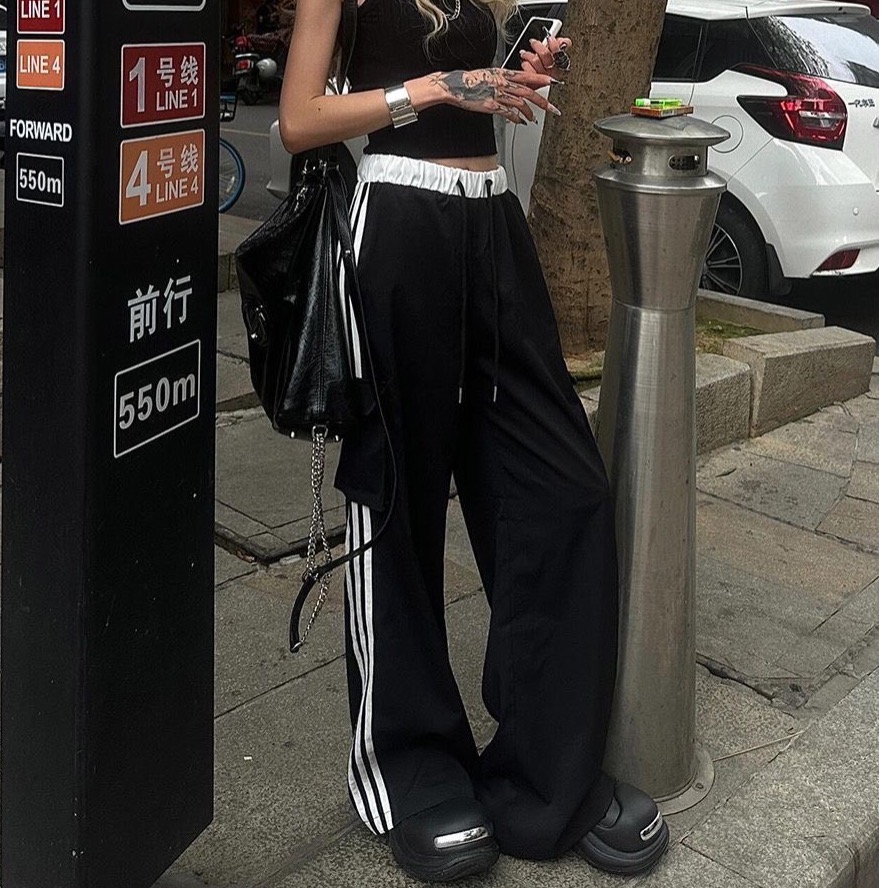 高街寬鬆休閒直筒闊腿褲-細節圖2